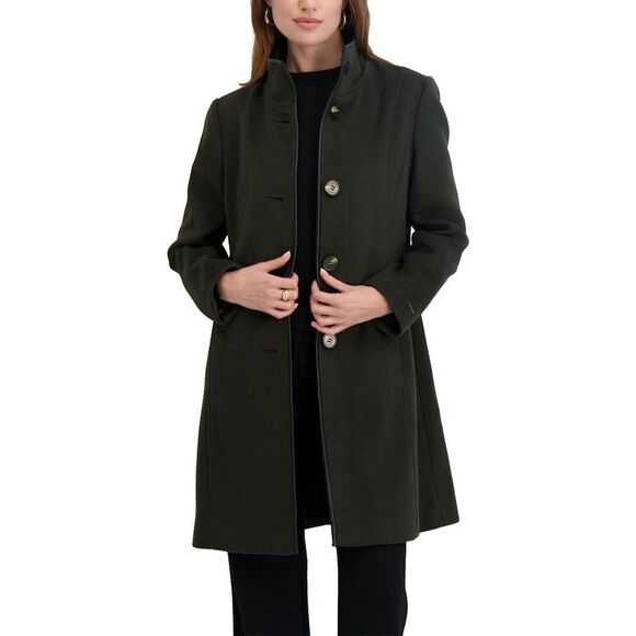 Tahari Womens  Aubrey Wool-Blend Coat, Green - Picture 3 of 4
